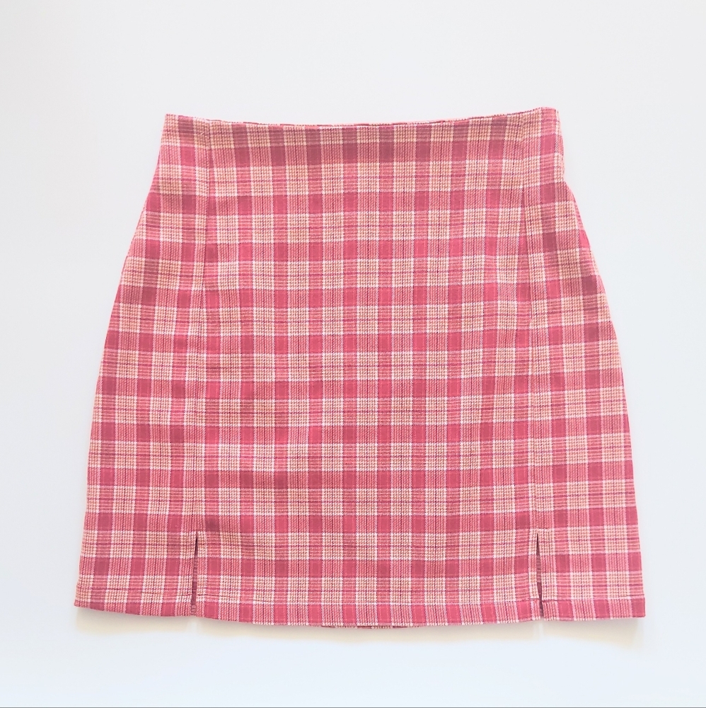Brandy Melville Cara Plaid Mini Skirt One Size